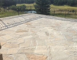 Buff flagstone- Hand chiseled and wild cut- combined patios of 1500 sq.ft: wedding venue