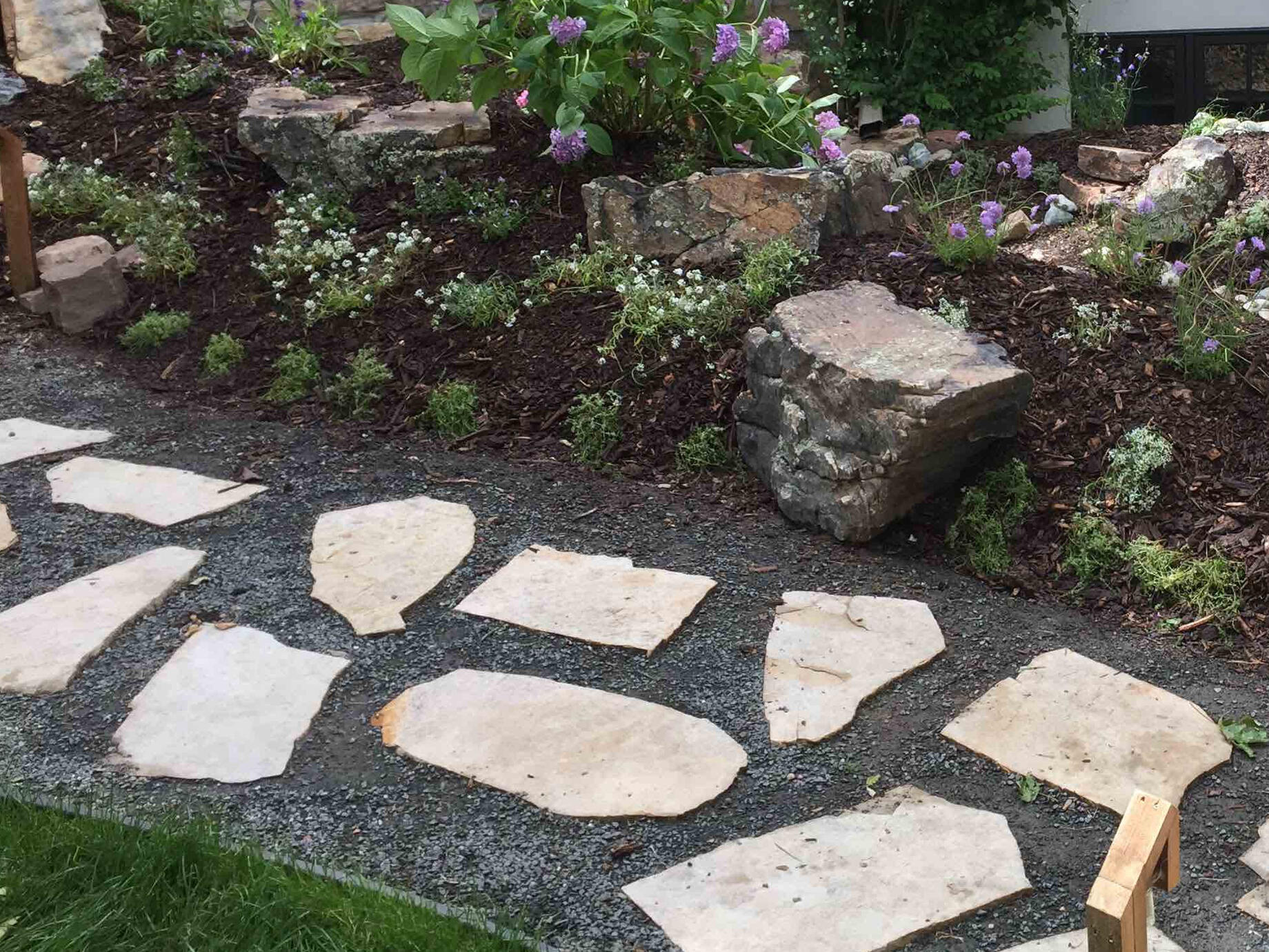 Stone,boulders,plants and illumination