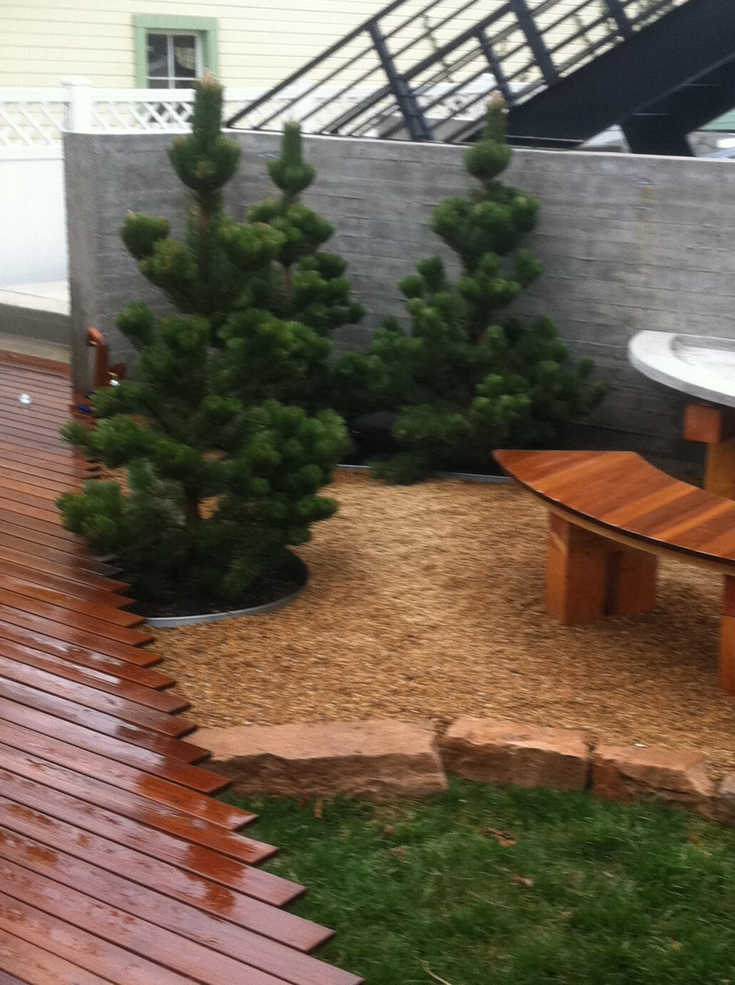 Wood,stone,light and trees